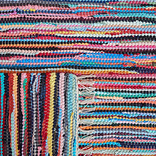 Safavieh Rag Rug Collection RAR128G Handmade Boho Stripe Cotton Area Rug, 8' x 10', Multi