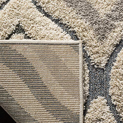 Safavieh Florida Shag Collection SG461-1160 Geometric Ogee Textured Area Rug, 6' x 9', Cream/Light Blue