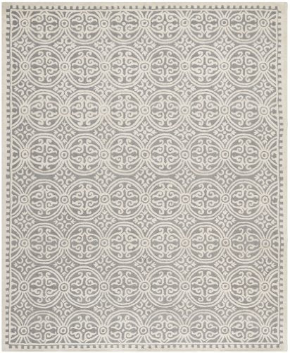 Safavieh Cambridge Collection CAM123D Handmade Moroccan Wool Area Rug, 8' x 10', Silver/Ivory