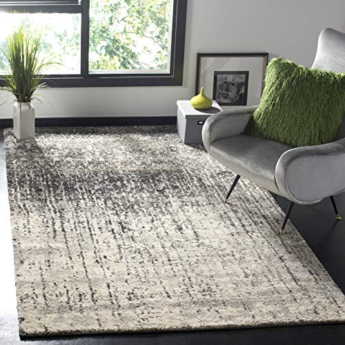 Safavieh Retro Collection RET2770-9079 Modern Abstract Black and Light Grey Square Area Rug (8' Square)