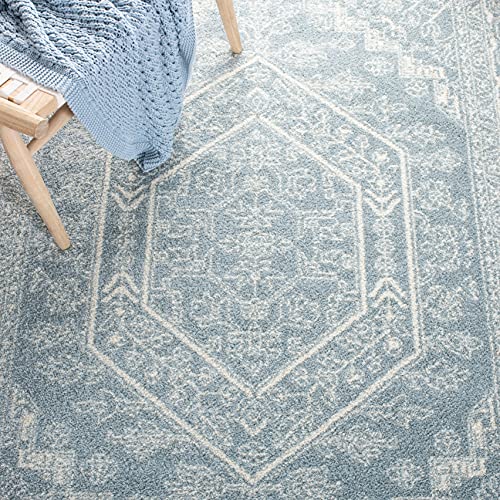 SAFAVIEH Adirondack Collection ADR108T Oriental Medallion Non-Shedding Living Room Bedroom Dining Home Office Area Rug, 8' x 8' Square, Slate / Ivory