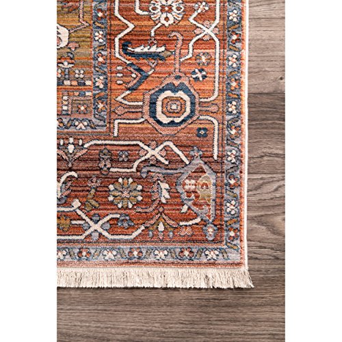 nuLOOM Ethel Medallion Fringe Area Rug, 8' x 10', Rust