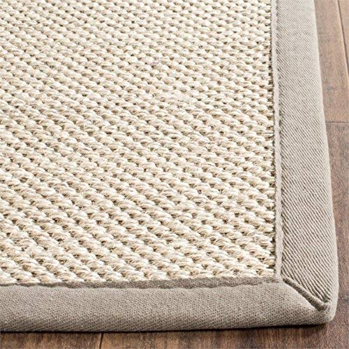 Safavieh Natural Fiber Collection NF143E Border Sisal Area Rug, 6' x 6' Square, Marble / Khaki