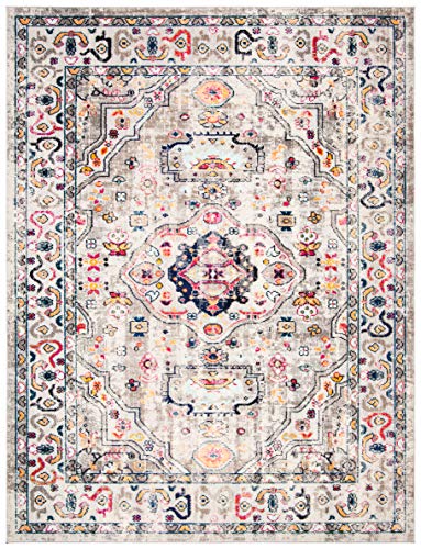 Safavieh Madison Collection MAD468F Vintage Medallion Distressed Area Rug, 9' x 12', Grey/Blue