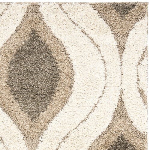 Safavieh Florida Shag Collection SG461-1179 Cream and Smoke Area Rug (8'6" x 12')