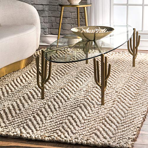 nuLOOM Vania Chevron Jute Rug, 9' 6" x 13' 6", Off White