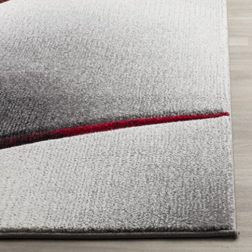 Safavieh Hollywood Collection HLW712K Grey and Red Mid-Century Modern Abstract Area Rug (8' x 10')