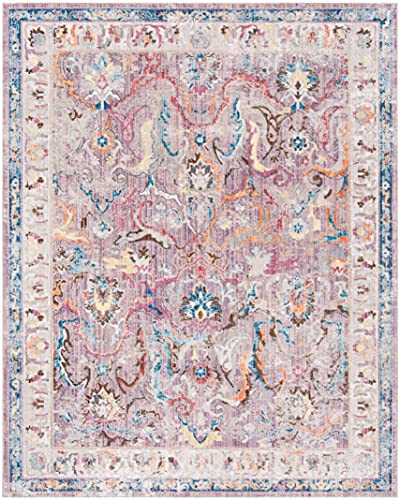 Safavieh Bristol Collection BTL357P Boho Chic Oriental Distressed Area Rug, 9' x 12', Lavender / Light Grey