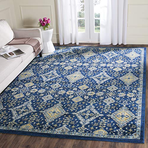 Safavieh Evoke Collection EVK224A Contemporary Bohemian Royal Blue and Ivory Area Rug (9' x 12')