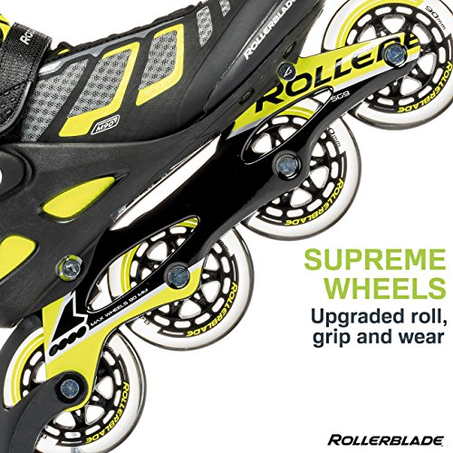 Rollerblade Macroblade 90 Alu Men's Adult Fitness Inline Skate, Black and Lime, High Performance Inline Skates, Black/Lime, US Men's 12