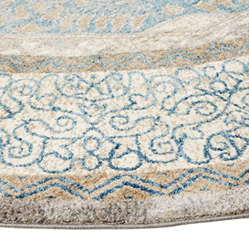 Safavieh Area Rug, 9' Round, Light Grey/Blue