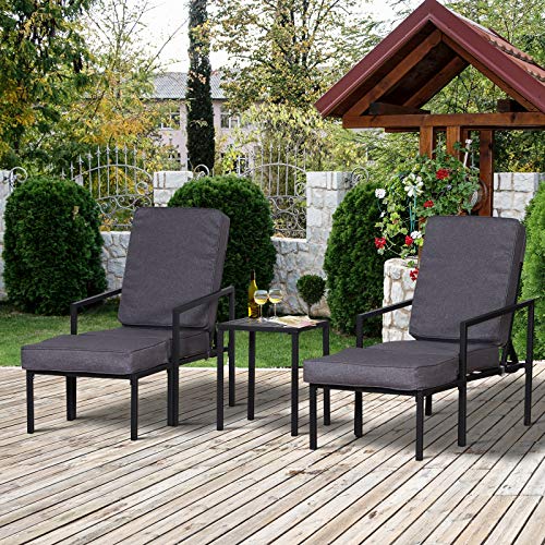 Outsunny 5-Piece Outdoor Occasional Lounge Chair Set with 2 Chairs, 2 Footrests, and a Coffee Table, Cushions Included