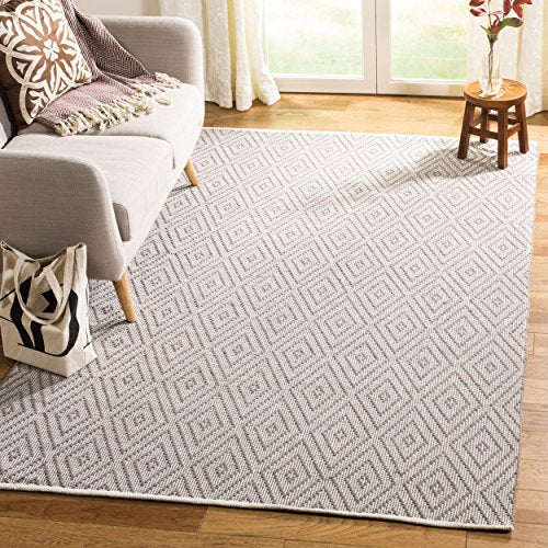 Safavieh Montauk Collection MTK811A Handmade Flatweave Grey and Ivory Cotton Area Rug (10' x 14')