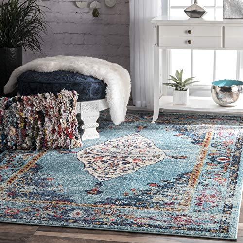 nuLOOM Veronica Vintage Distressed Area Rug, 7' 10" x 11', Aqua