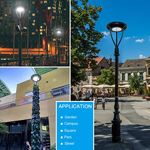 Led Post Top Light 80W DLC/ETL Listed 11,200Lm 5000K Daylight IP65 Waterproof LED Post Top Outdoor Circular Area Pole Light [350W Equivalent] for Garden Yard Street Lighting