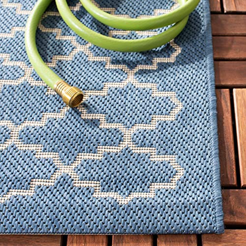 SAFAVIEH Courtyard Collection 7'10" x 7'10" Square Blue/Beige CY6919 Trellis Indoor/ Outdoor Waterproof Easy Cleaning Patio Backyard Mudroom Area Rug