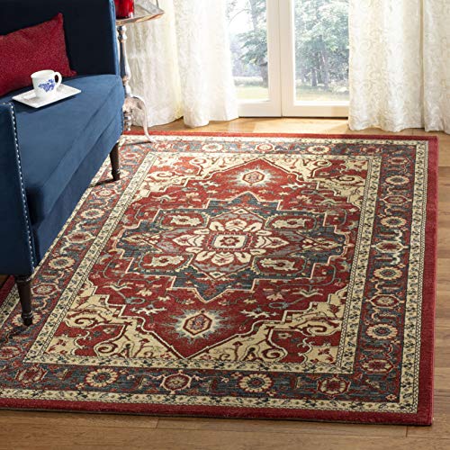 Safavieh Mahal Collection MAH698Q Traditional Oriental Area Rug, 9' x 12', Red/Cream