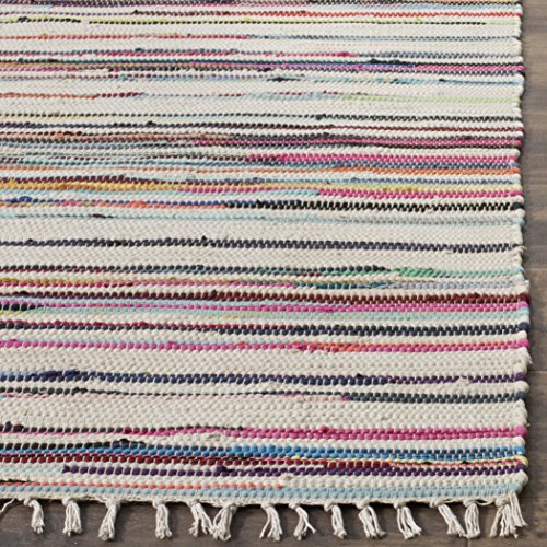 Safavieh Rag Rug Collection RAR126G Hand-Woven Ivory and Multi Flatweave Cotton Area Rug (10' x 14')