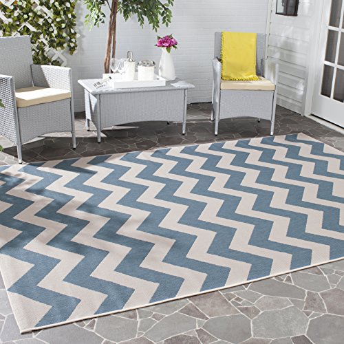 Safavieh Courtyard Collection CY6244-268 Navy and Beige Indoor/ Outdoor Area Rug (9' x 12')