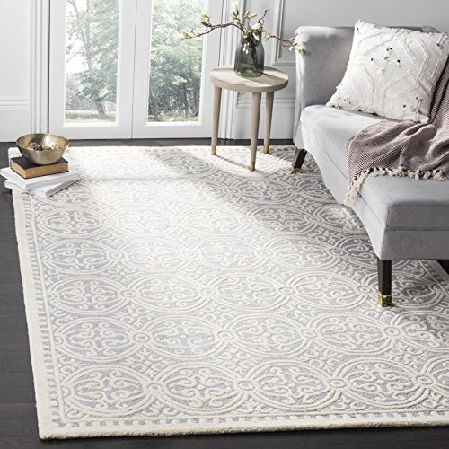 Safavieh Cambridge Collection CAM123D Handmade Moroccan Wool Area Rug, 8' x 10', Silver/Ivory