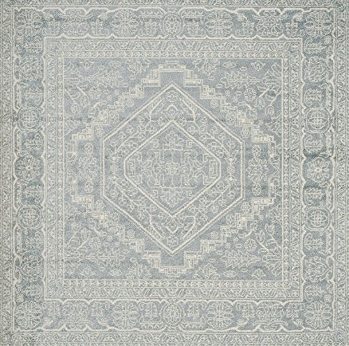 SAFAVIEH Adirondack Collection ADR108T Oriental Medallion Non-Shedding Living Room Bedroom Dining Home Office Area Rug, 8' x 8' Square, Slate / Ivory