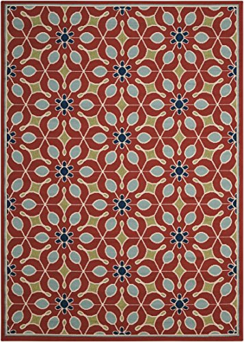 Nourison CRB05 Caribbean Indoor Outdoor Area Rug, 7'10" x 10'6", Rust Red