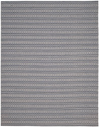 Safavieh Montauk Collection MTK341B Handmade Flatweave Ivory and Navy Cotton Area Rug (8' x 10')