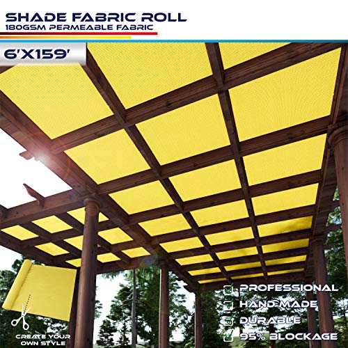 Windscreen4less Canary Yellow Sunblock Shade Cloth,95% UV Block Shade Fabric Roll 6ft x 159ft