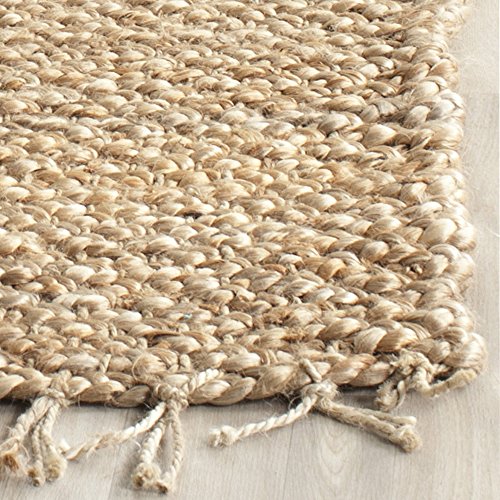 Safavieh Natural Fiber Collection NF733A Handmade Farmhouse Fringe Premium Jute Area Rug, 6' x 9', Natural