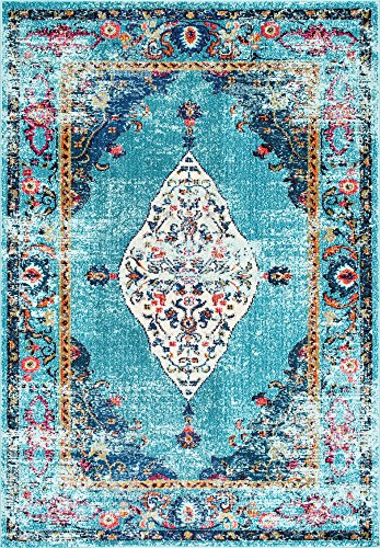 nuLOOM Veronica Vintage Distressed Area Rug, 7' 10" x 11', Aqua