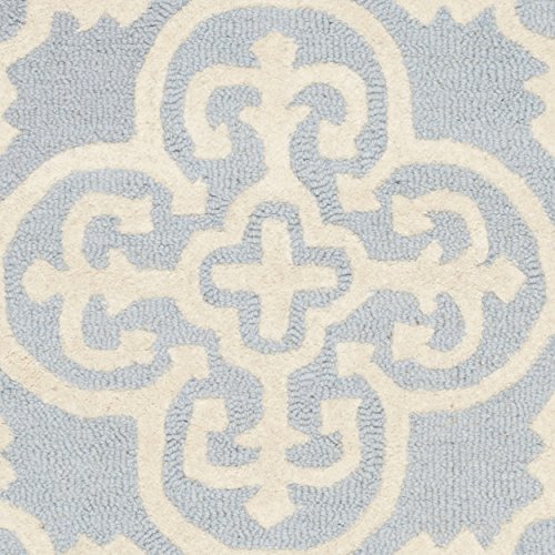 Safavieh Cambridge Collection CAM133A Handmade Moroccan Wool Area Rug, 8' Square, Light Blue/Ivory