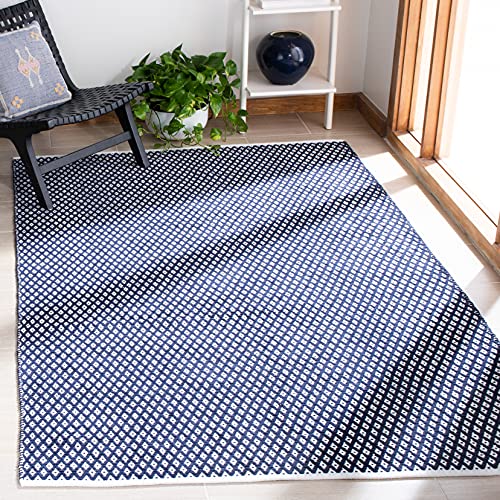 Safavieh Boston Collection BOS685D Handmade Flatweave Cotton Area Rug, 9' x 12', Navy