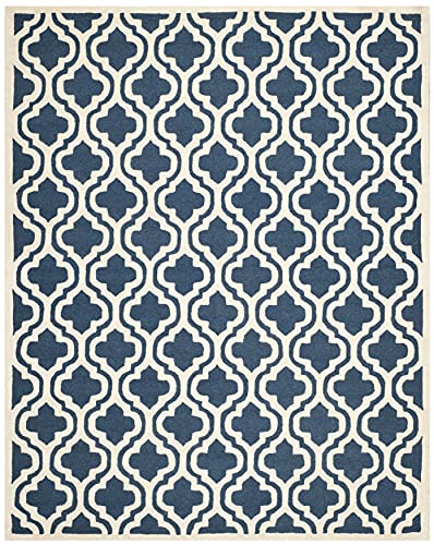 Safavieh Cambridge Collection CAM132G Handmade Moroccan Premium Wool Area Rug, 8' x 10', Navy / Ivory