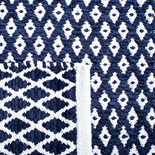 Safavieh Boston Collection BOS685D Handmade Flatweave Cotton Area Rug, 6' x 6' Square, Navy