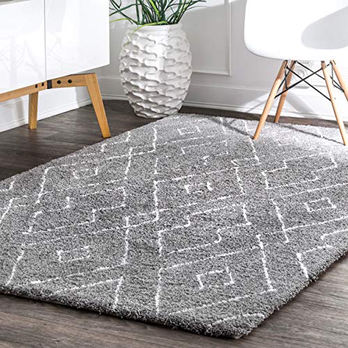 nuLOOM Lauren Lattice Shag Rug, 6' x 9', Grey