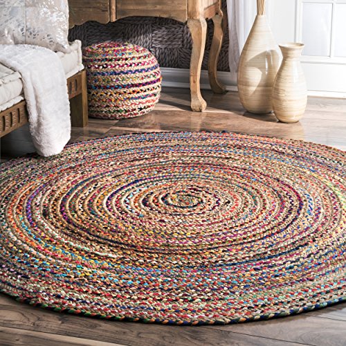 nuLOOM Aleen Braided Cotton/ Jute Rug, 8' Round, Multi