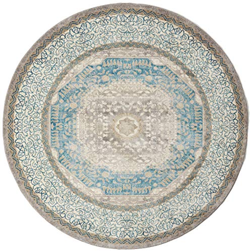 Safavieh Area Rug, 9' Round, Light Grey/Blue