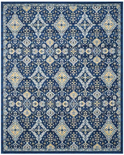 Safavieh Evoke Collection EVK224A Contemporary Bohemian Royal Blue and Ivory Area Rug (9' x 12')