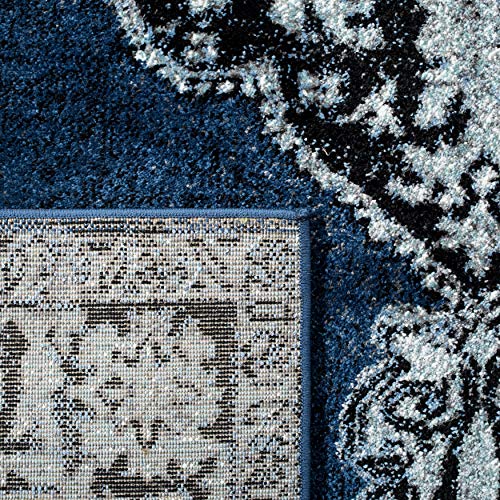 SAFAVIEH Vintage Hamadan Collection VTH219M Oriental Traditional Persian Non-Shedding Living Room Bedroom Dining Home Office Area Rug, 9' x 12', Blue / Grey