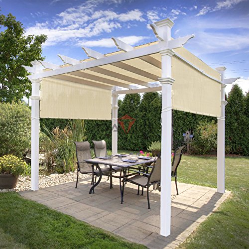 Patio Paradise 9' x 39' Straight Edge Sun Shade Sail, Beige Rectangle Outdoor Shade Cloth Pergola Cover UV Block Fabric - Custom 3 Year Warrenty