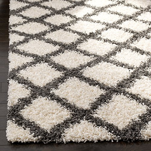 Safavieh Dallas Shag Collection SGDS258H Ivory and Grey Area Rug (8' x 10')