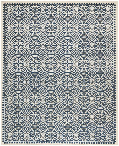 Safavieh Cambridge Collection CAM123G Handmade Moroccan Wool Area Rug, 11'6" x 16', Navy Blue/Ivory