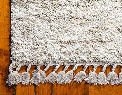 Unique Loom Hygge Shag Collection Solid Plush Cozy Ivory Area Rug (9' 0 x 12' 0)