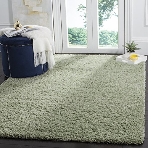 SAFAVIEH Laguna Shag Collection SGL303V Solid Non-Shedding Living Room Bedroom Dining Room Entryway Plush 2-inch Thick Area Rug, 8'6" x 12', Light Sage