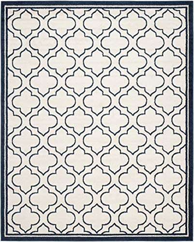 Safavieh Amherst Collection AMT412M Moroccan Geometric Area Rug, 9' x 12', Ivory/Navy