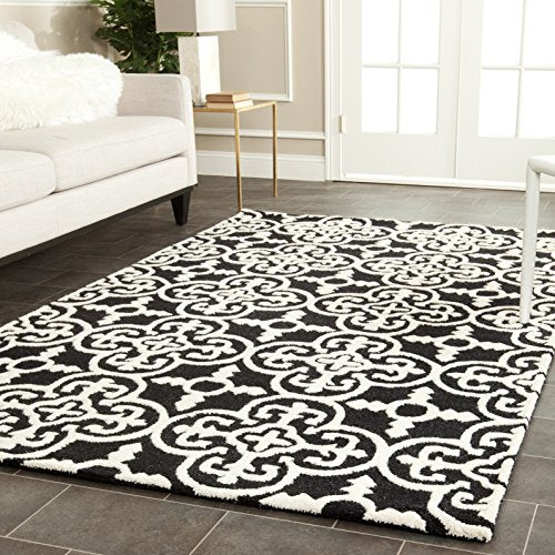 Safavieh Cambridge Collection CAM133E Handmade Moroccan Wool Area Rug, 9' x 12', Black/Ivory