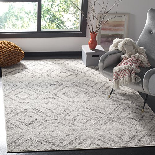 Safavieh Adirondack Collection ADR131C Modern Geometric Diamond Distressed Area Rug, 9' x 12', Light Grey/Grey