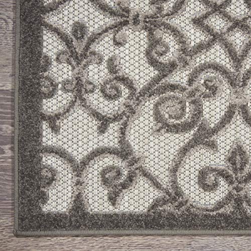 Nourison Aloha Beach Contemporary Grey/Charcoal Area Rug (8' x 11'), 7'10"X10'6",