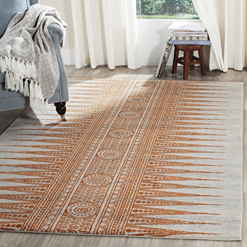 Safavieh Evoke Collection EVK226S Modern Bohemian Area Rug, 9' x 12', Ivory/Orange