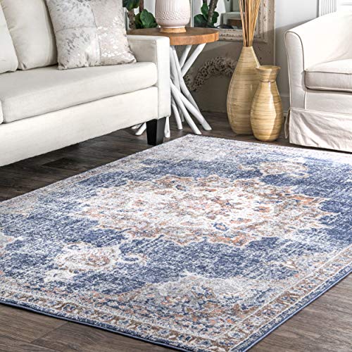 nuLOOM Leola Tabitha Medallion Vintage Area Rug, 8' x 10', Blue